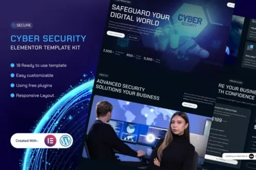 best cyber security Elementor template instant download