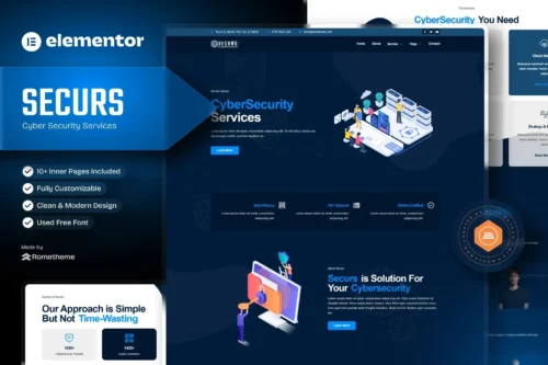 best cyber security elementor template kit instant download