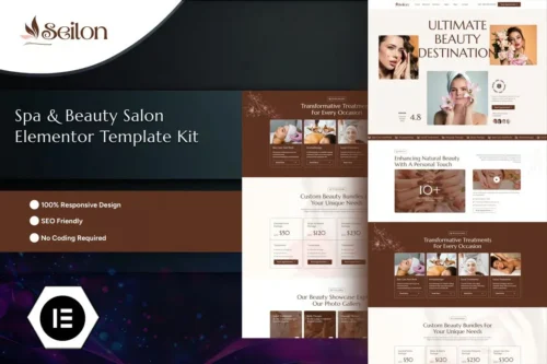 best spa Elementor template kit instant download