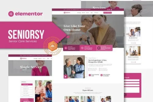best senior care Elementor template kit instant download