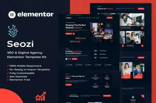 best Seozi SEO agency Elementor template kit download