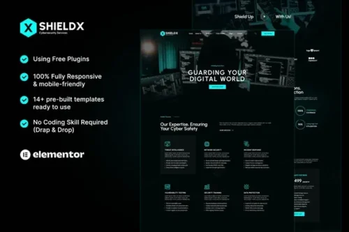 best cybersecurity Elementor template kit instant download