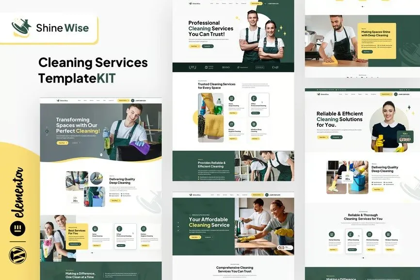 Shinewise - Cleaning Services Elementor Template Kit best Shinewise cleaning services Elementor template download