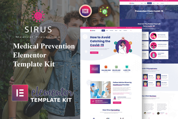 Sirus - Medical Prevention Elementor Template Kit best medical Elementor template kit for clinics download