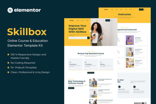 best Elementor online course template kit download