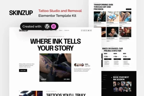 best tattoo studio Elementor template kit download