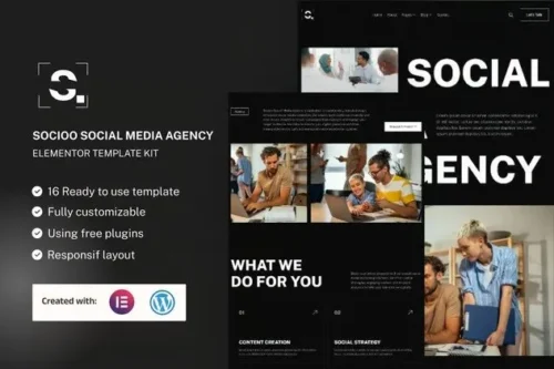 best Socioo Elementor template download for social media agencies