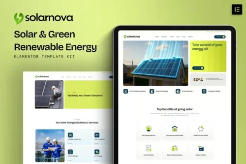 best solar energy website template Elementor kit download