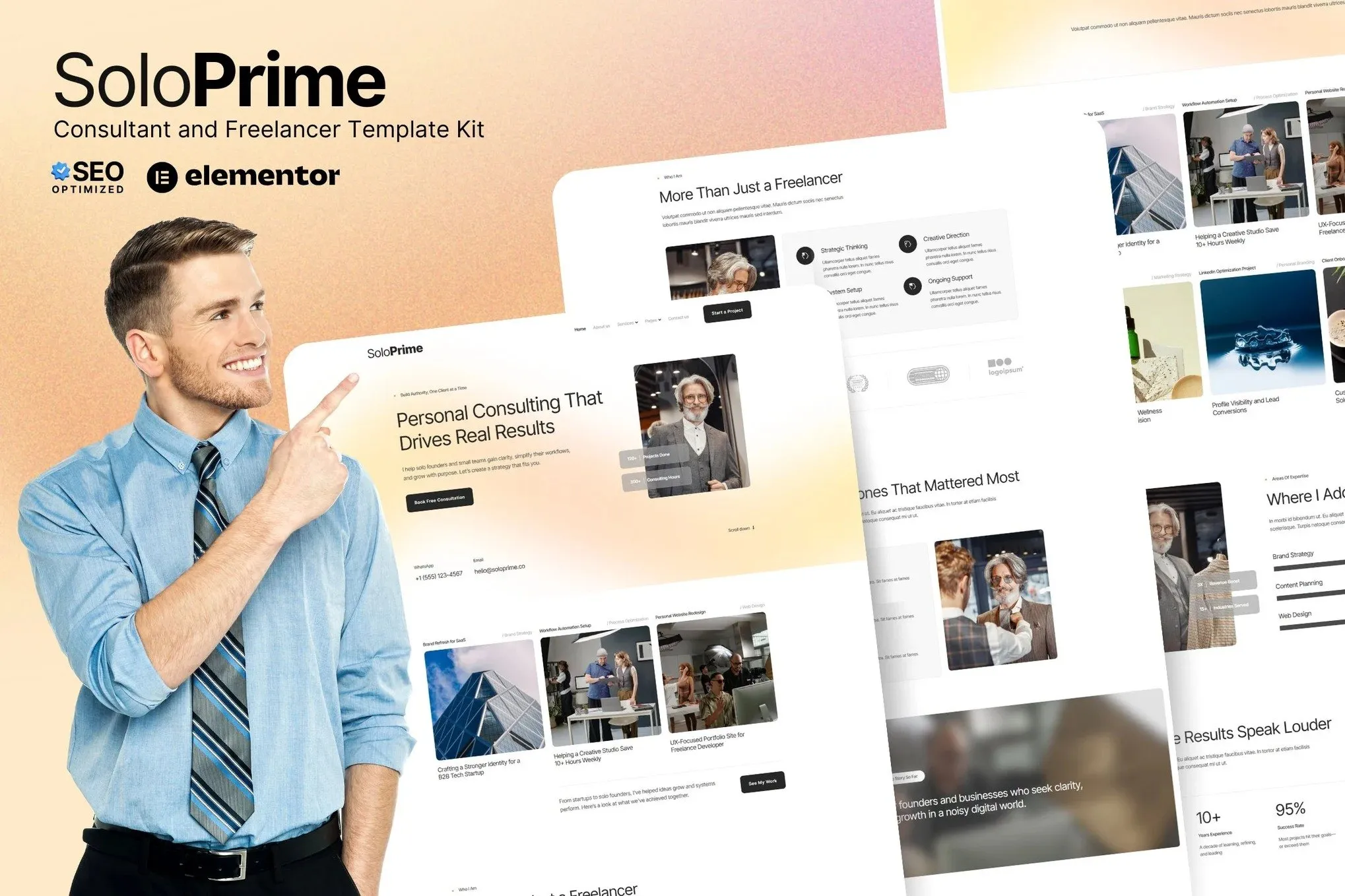 SoloPrime - Consultant & Freelancer Elementor Template Kit best SoloPrime freelancer Elementor template instant download