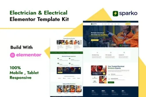 best electrician Elementor template kit instant download