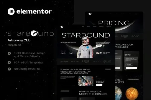 best astronomy club Elementor template instant download
