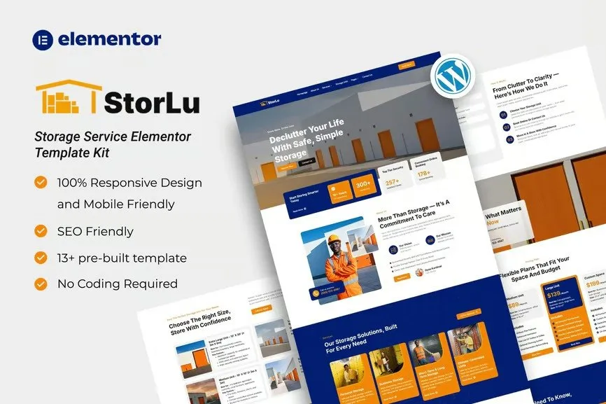 StorLu - Storage Service Elementor Template Kit best storage service Elementor template instant download