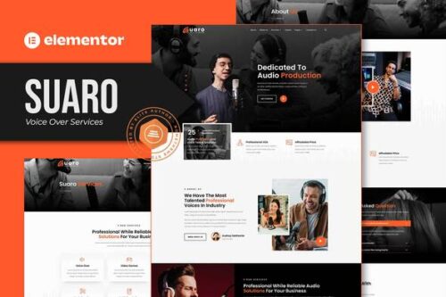 best voice over elementor template kit instant download