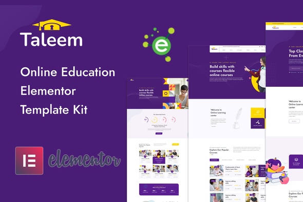 Taleem - Online Education Elementor Template Kit best Taleem elearning website template instant download