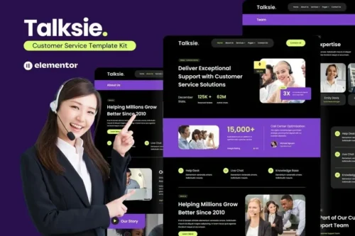 best customer service website Elementor template download