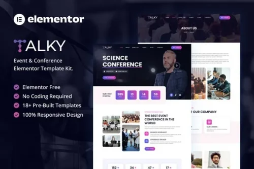 best event Elementor template kit instant download