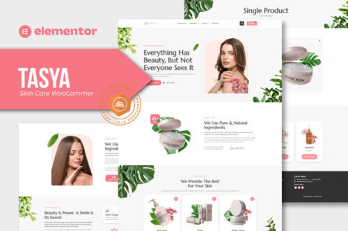 best skin care WooCommerce Elementor template instant download