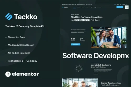 best IT company Elementor template kit instant download