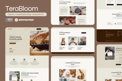 best organic soap Elementor template kit instant download