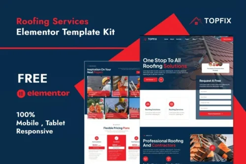 best roofing services Elementor template kit download