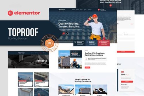 best roofing Elementor template kit instant download