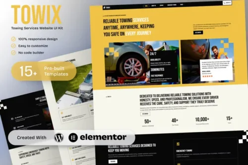 best towing services Elementor template instant download
