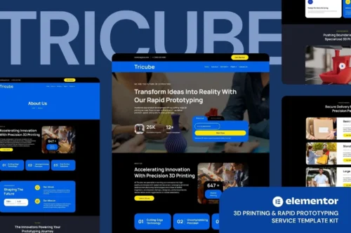 best 3D printing website template Elementor kit download
