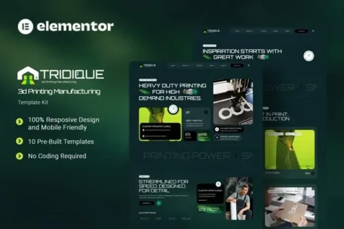 Best 3D printing website template for Elementor instant download
