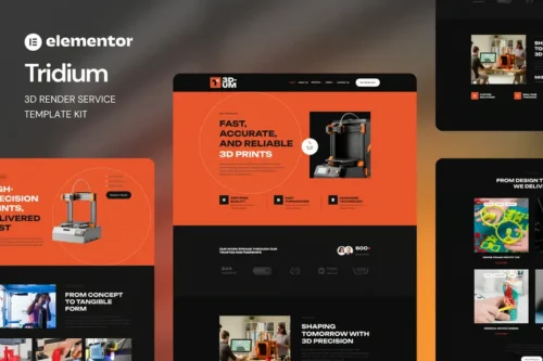 best 3D render Elementor template kit instant download