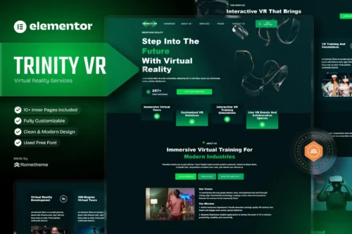 best VR services Elementor template kit instant download