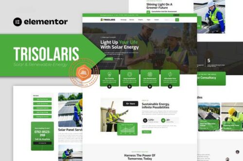 best solar energy website template instant download Elementor