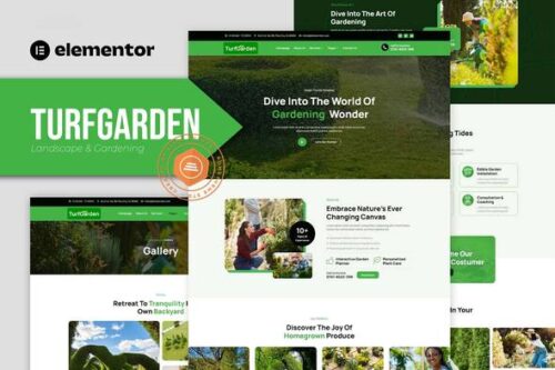 best Turfgarden Elementor template for gardening websites download