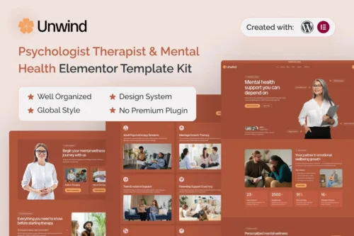best mental health Elementor template for psychologists download