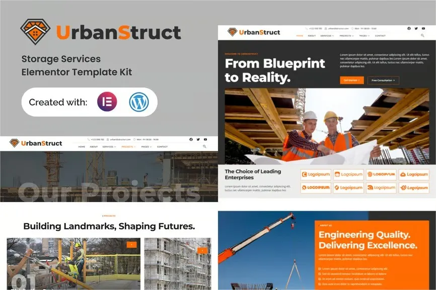 Urbastruct - Construction & Building Service Elementor Template Kit best agriculture farming template kit instant download