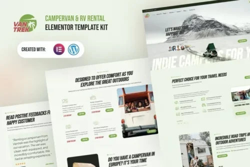 best VanTrek campervan rental Elementor template download