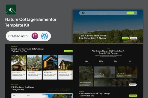 best nature cottage Elementor template kit instant download