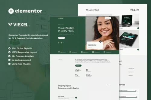 best Viexel Elementor portfolio template instant download