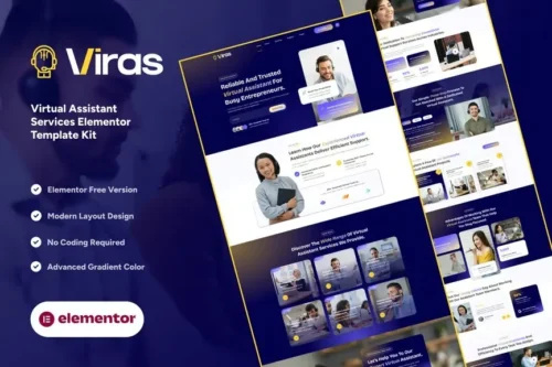 best virtual assistant website template for Elementor instant download