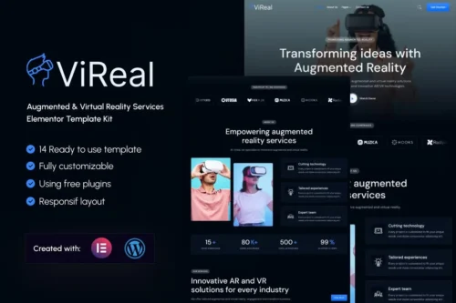 best Vireal Elementor template for AR VR agencies instant download