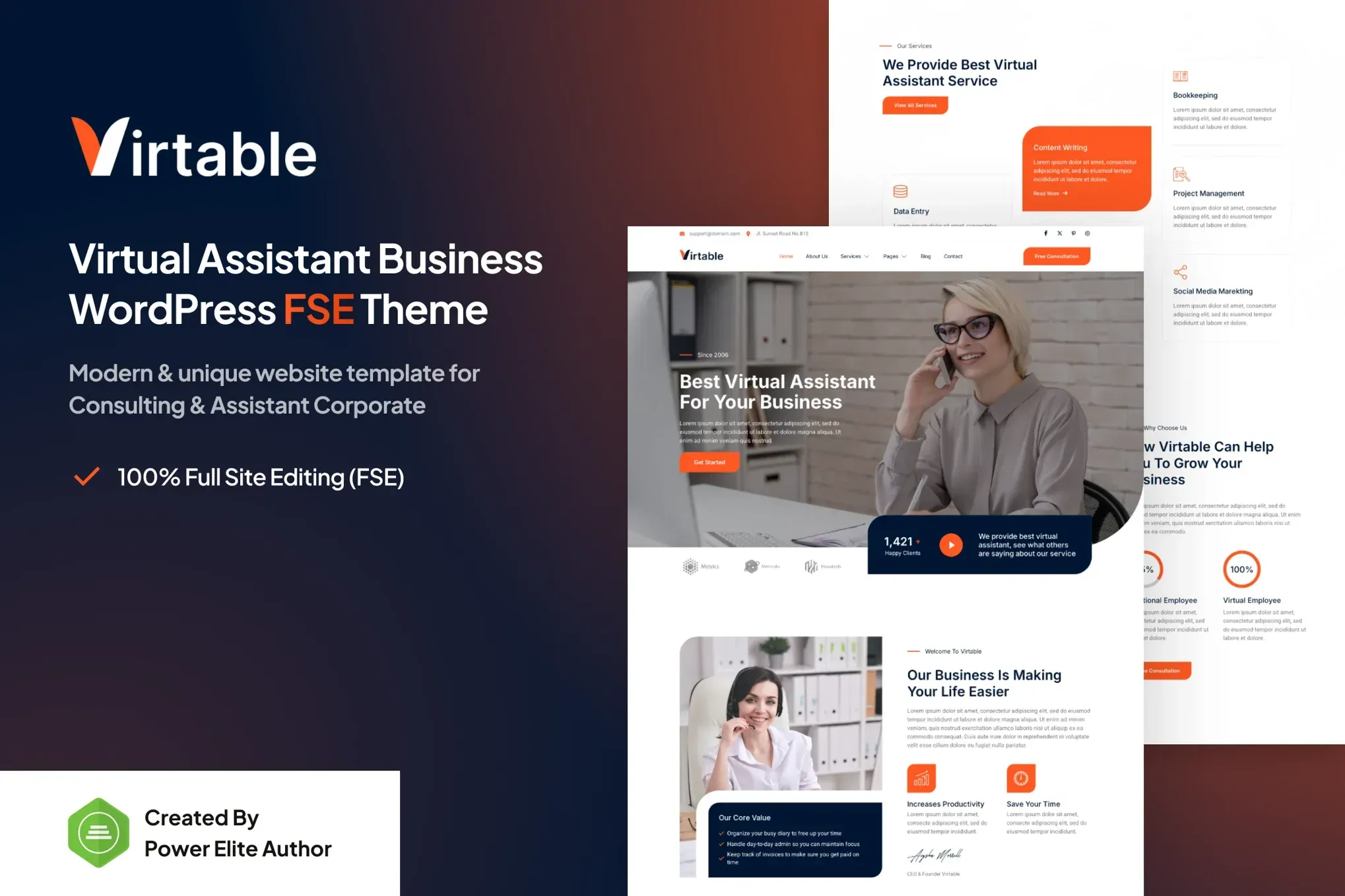 Virtable – Virtual Assistant Business FSE WordPress Theme best virtual assistant WordPress theme instant download