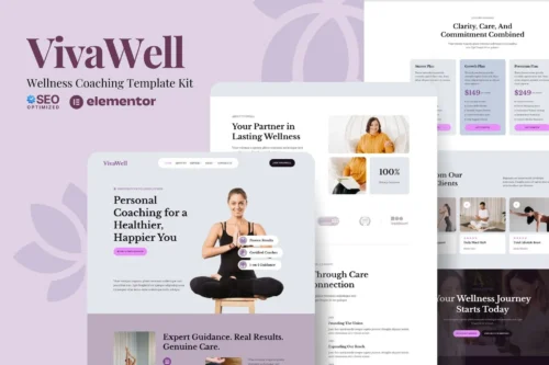 best wellness coaching Elementor template kit download