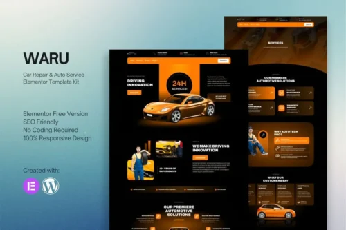 best car repair Elementor template kit instant download