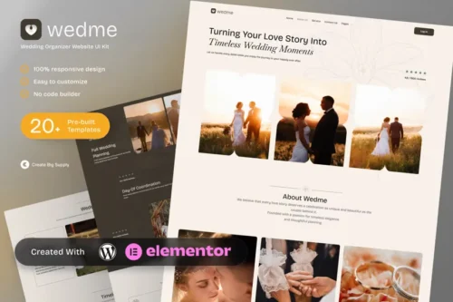 best wedding organizer Elementor template kit instant download
