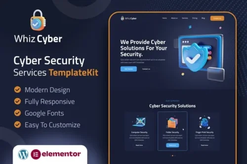 best cyber security elementor template kit instant download