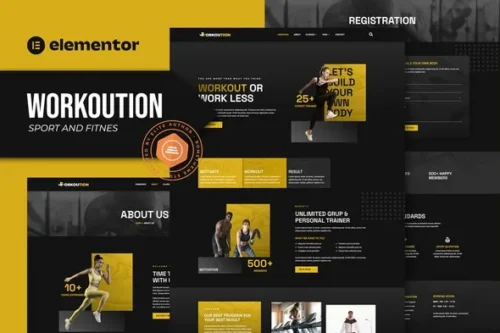 best Workoution fitness Elementor template kit instant download