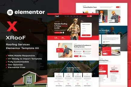 best roofing Elementor template kit instant download