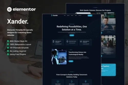 best tech company Elementor template kit instant download