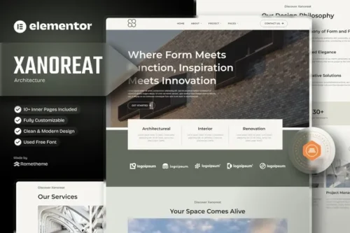 best architecture elementor template kit instant download
