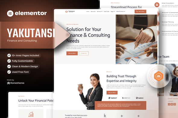 Yakutansi - Finance and Consulting Elementor Template Kit best Yakutansi finance consulting Elementor template download