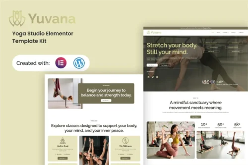 best yoga studio Elementor template kit instant download